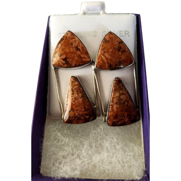 Earrings Moonkaite Jasper Post Silver Drop 10 gr Jerry & Fran Harr Handmade - Picture 8 of 13